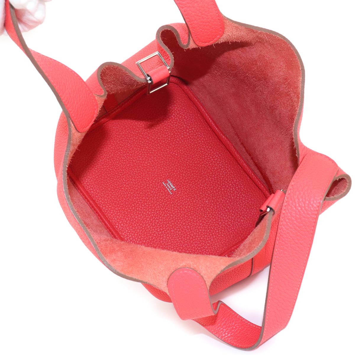 Picotin Lock MM Hand Bag Taurillon Clemence Rouge Pivoine