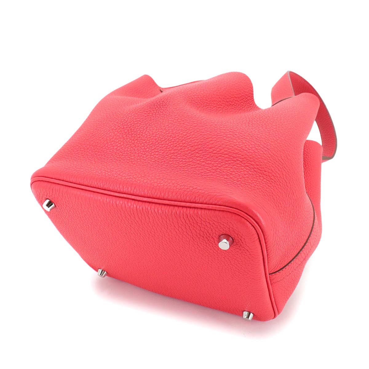 Picotin Lock MM Hand Bag Taurillon Clemence Rouge Pivoine
