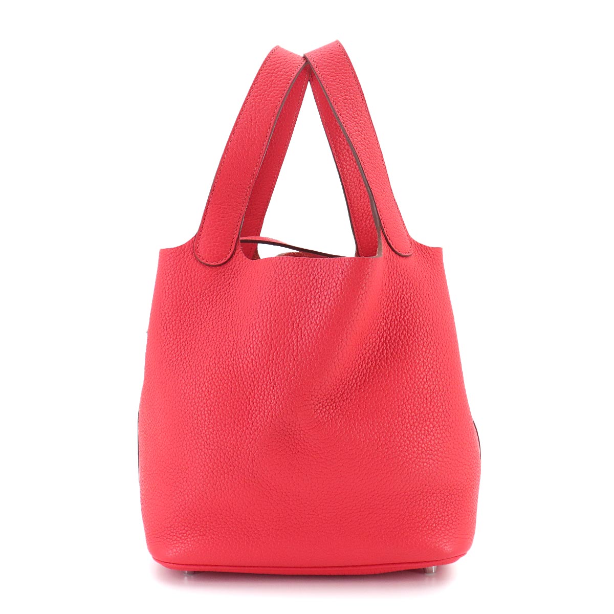 Picotin Lock MM Hand Bag Taurillon Clemence Rouge Pivoine