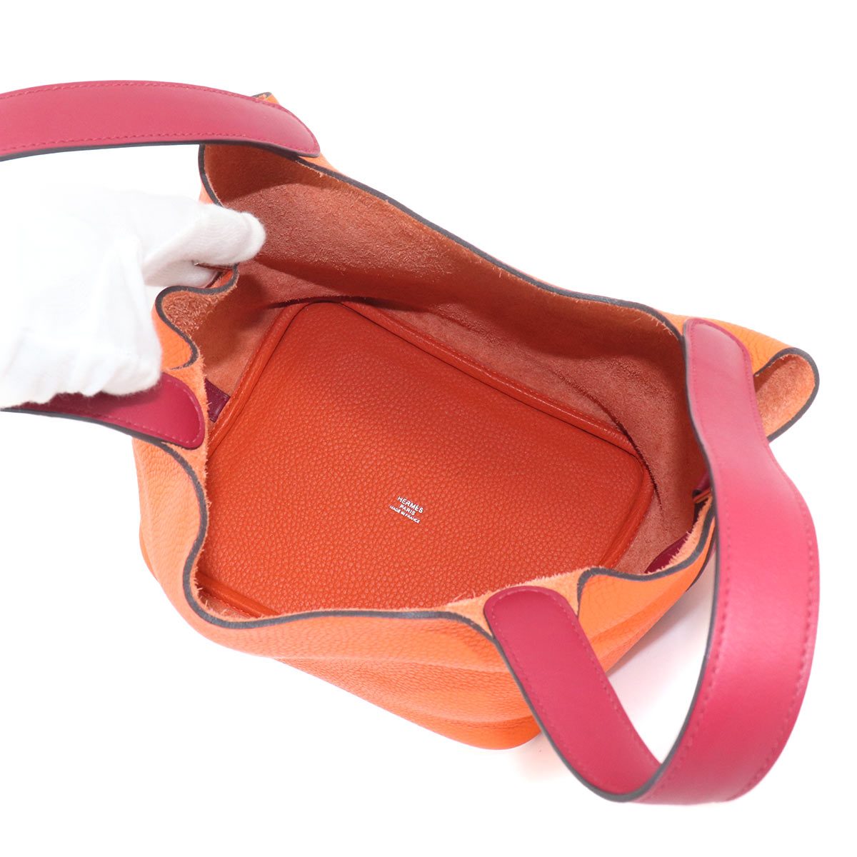 Picotin Lock Touch MM Hand Bag Taurillon Clemence Swift Orange