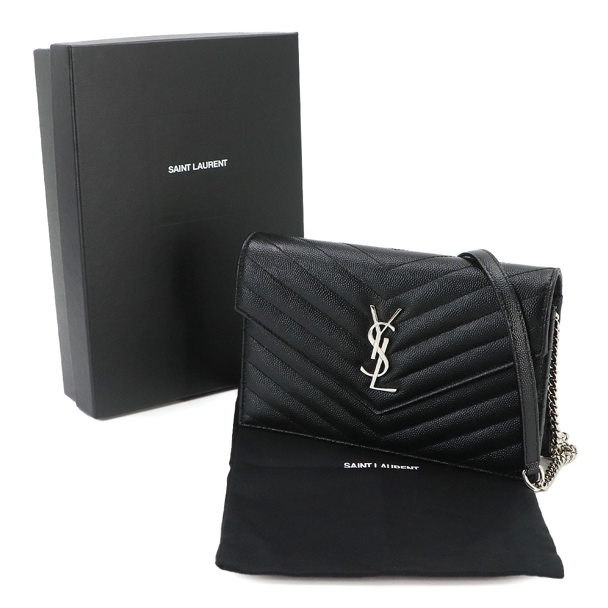 Cassandre Envelope Chain Wallet Leather Black 742920