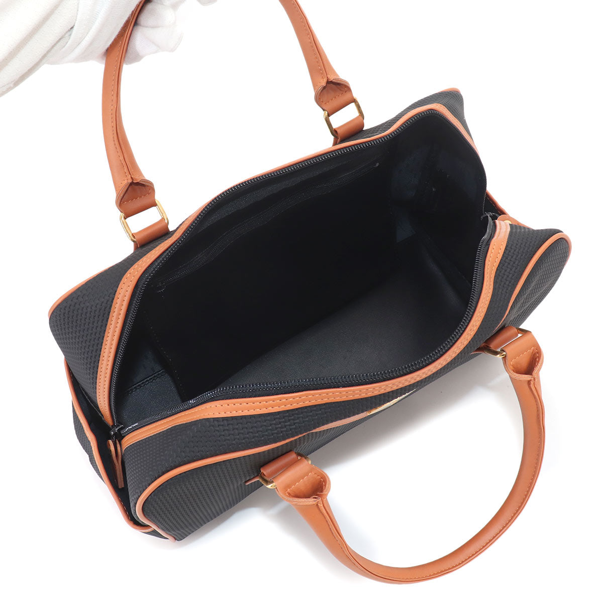 Hand Bag PVC Leather Black Brown Vintage