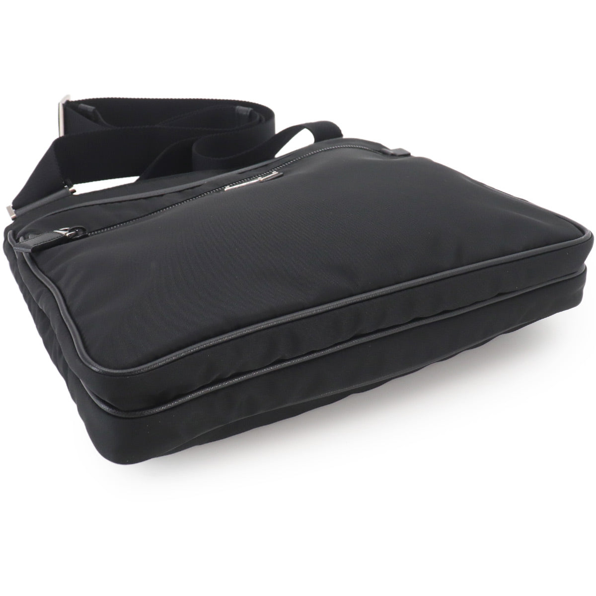 Shoulder Bag Nylon Saffiano Leather Nero Black Purse
