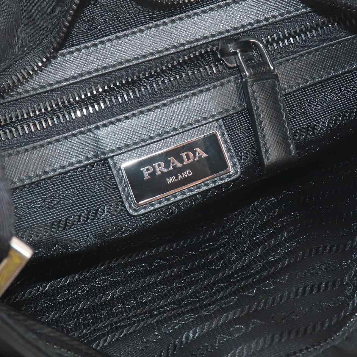 Shoulder Bag Nylon Saffiano Leather Nero Black Purse