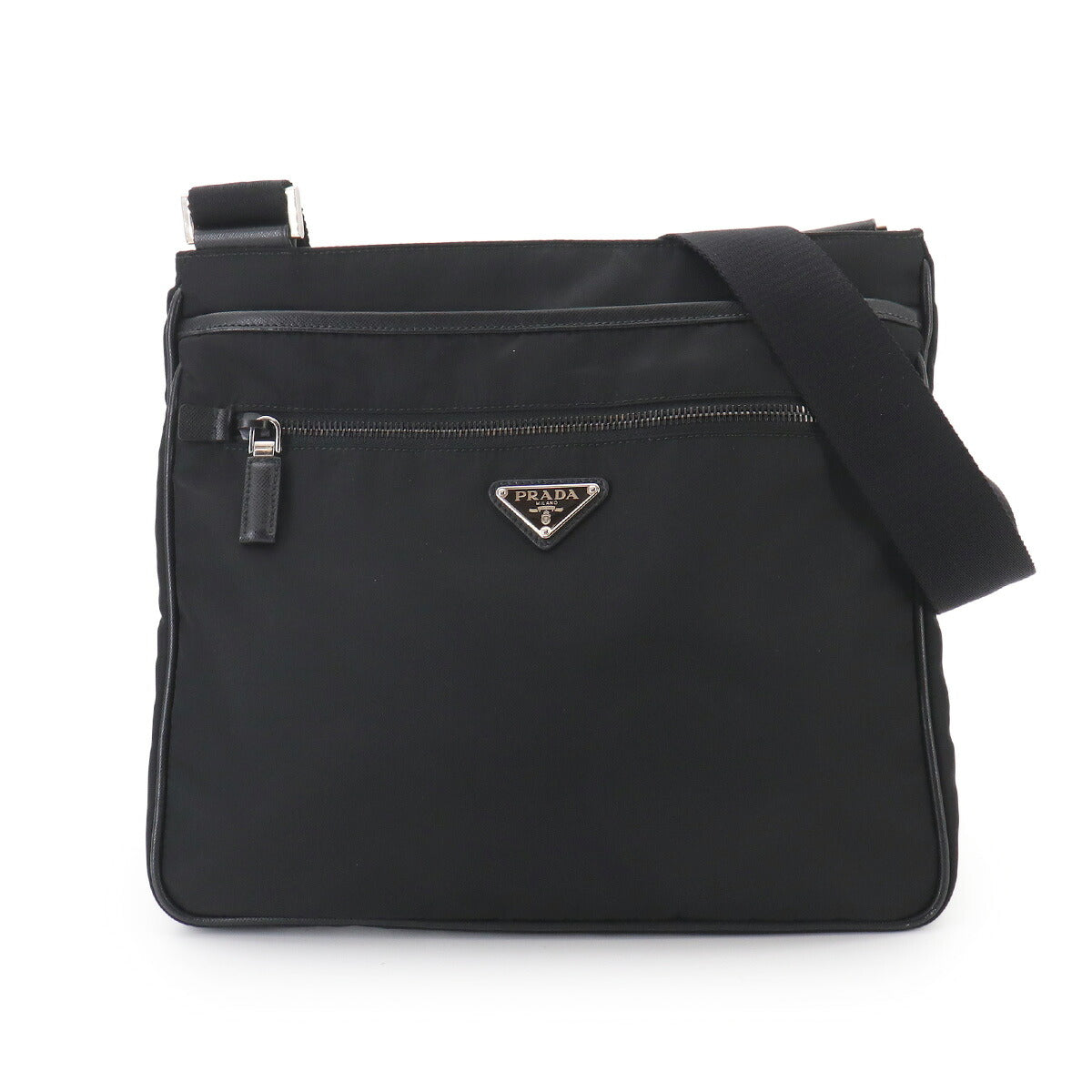 Shoulder Bag Nylon Saffiano Leather Nero Black Purse