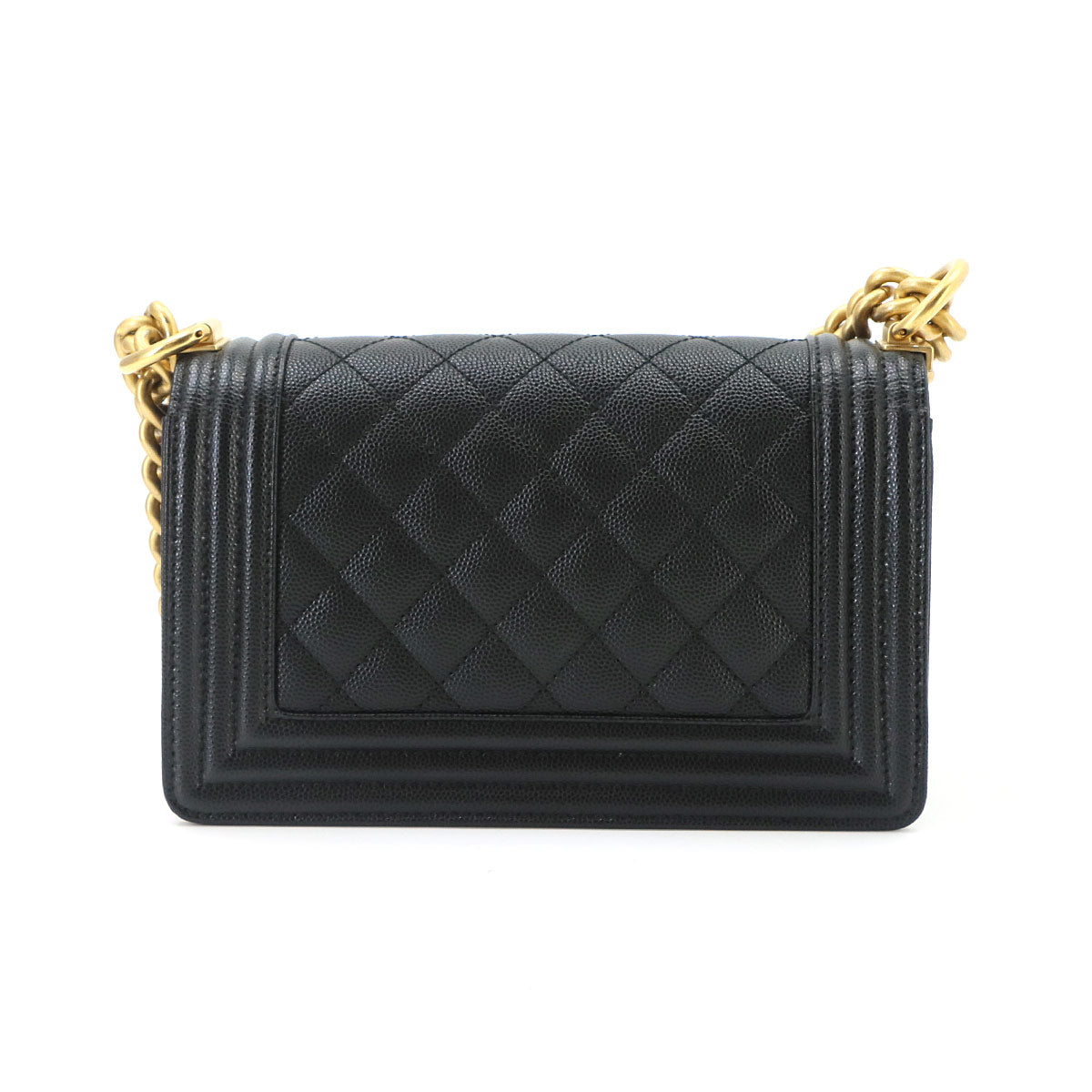 BOY CHANEL Small Chain Shoulder Bag Leather Black A67085