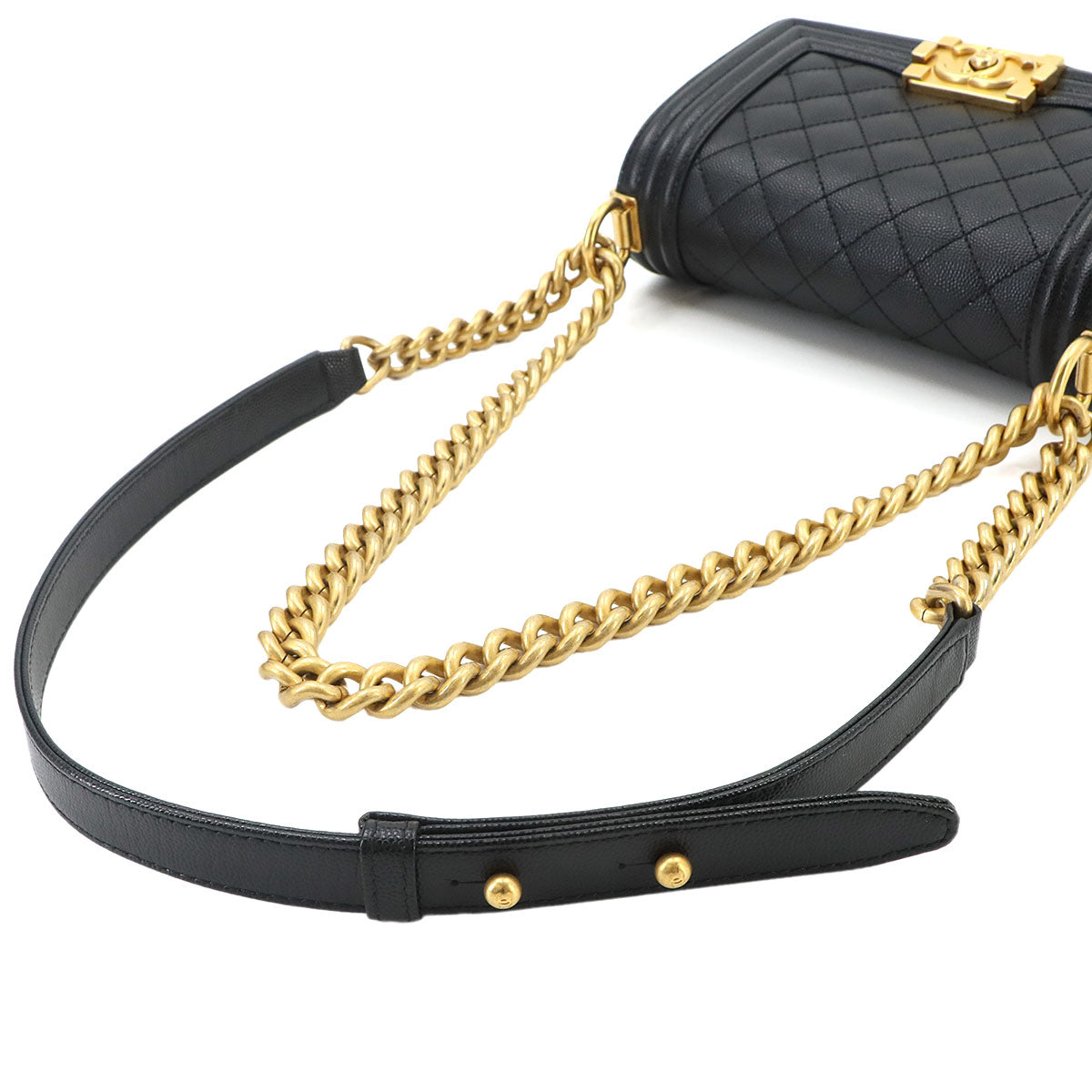 BOY CHANEL Small Chain Shoulder Bag Leather Black A67085