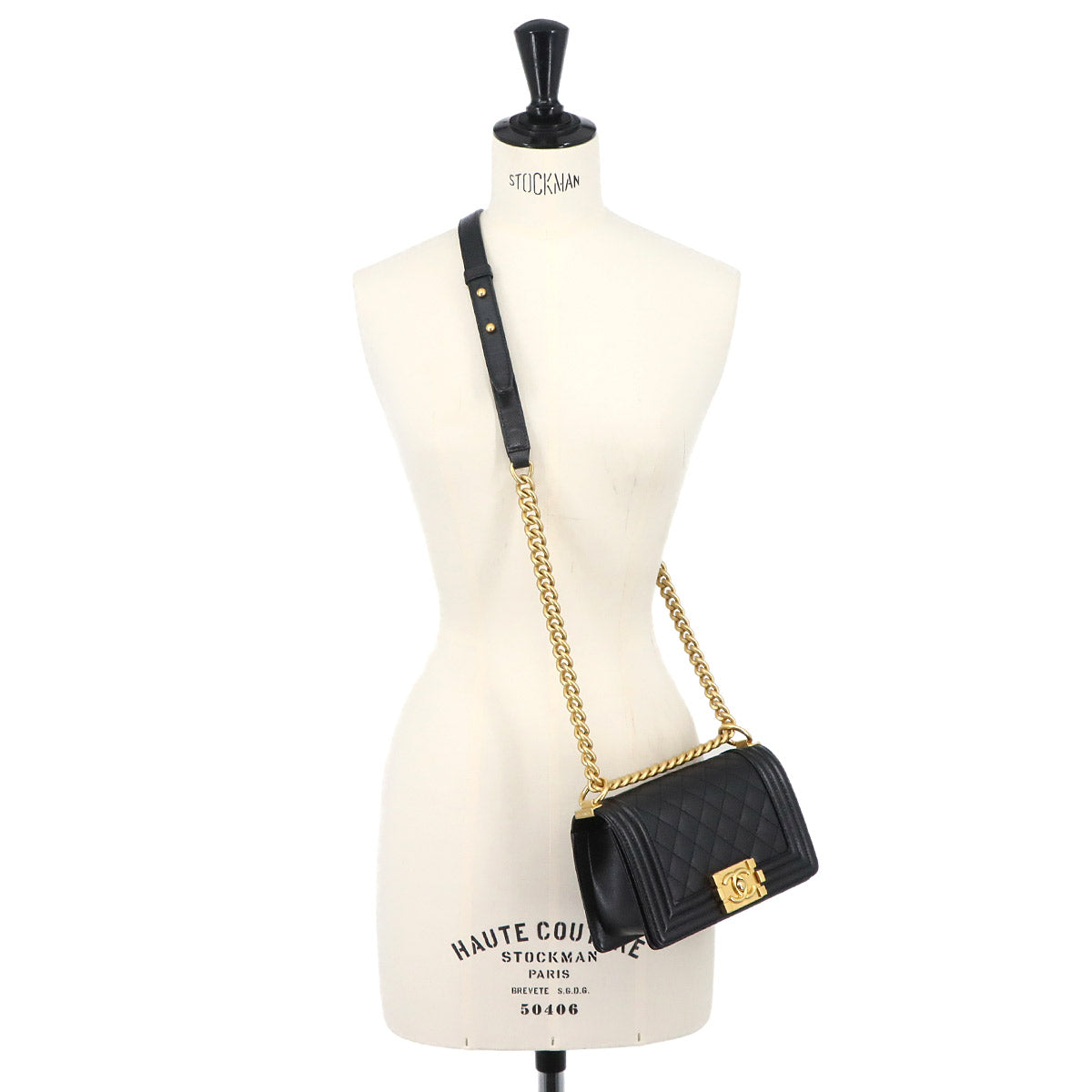 BOY CHANEL Small Chain Shoulder Bag Leather Black A67085