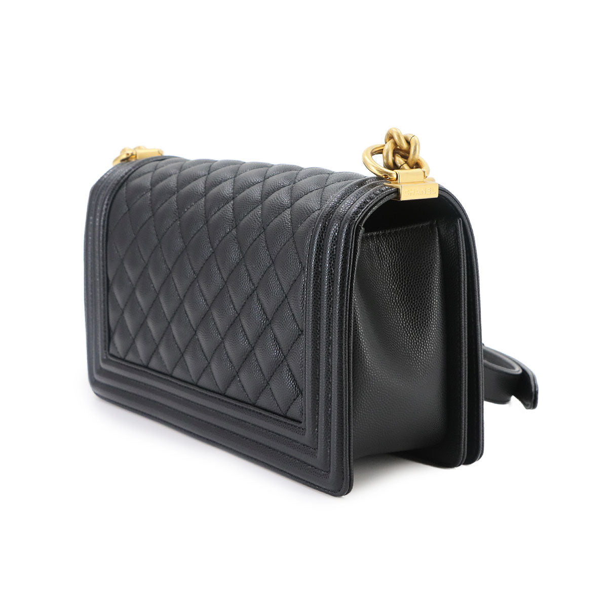 BOY CHANEL Chain Shoulder Bag Leather Black A67086 Purse