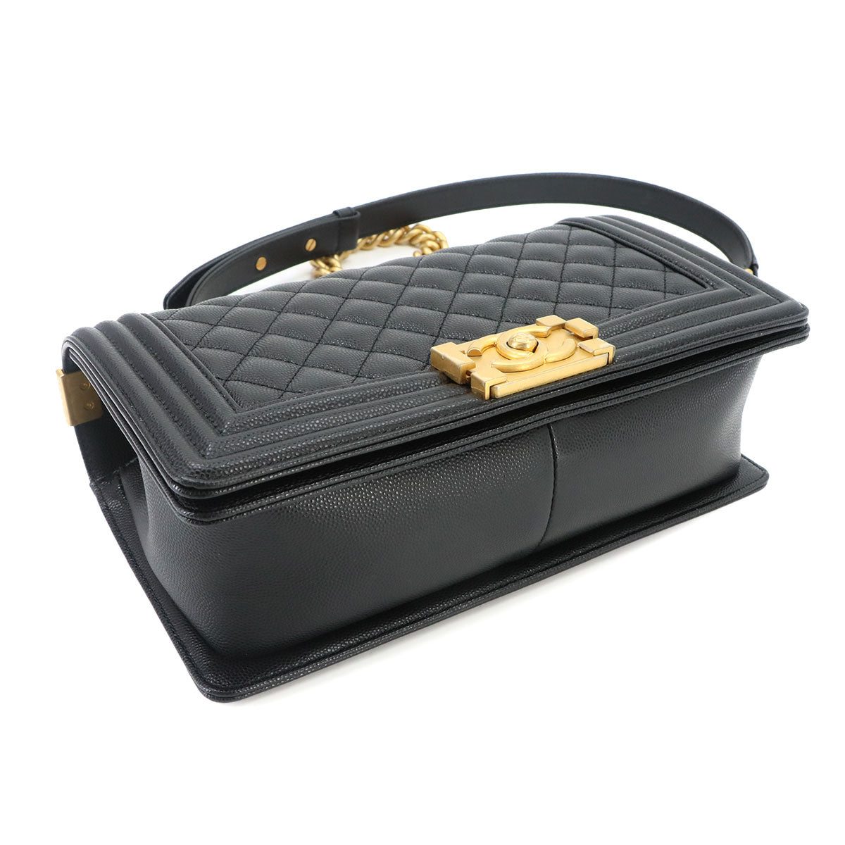 BOY CHANEL Chain Shoulder Bag Leather Black A67086 Purse