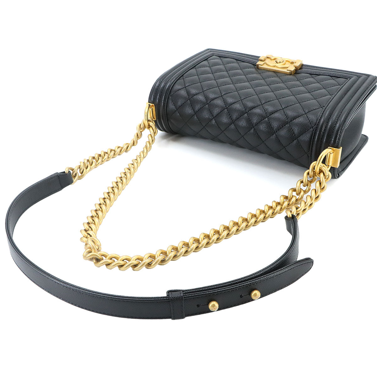 BOY CHANEL Chain Shoulder Bag Leather Black A67086 Purse
