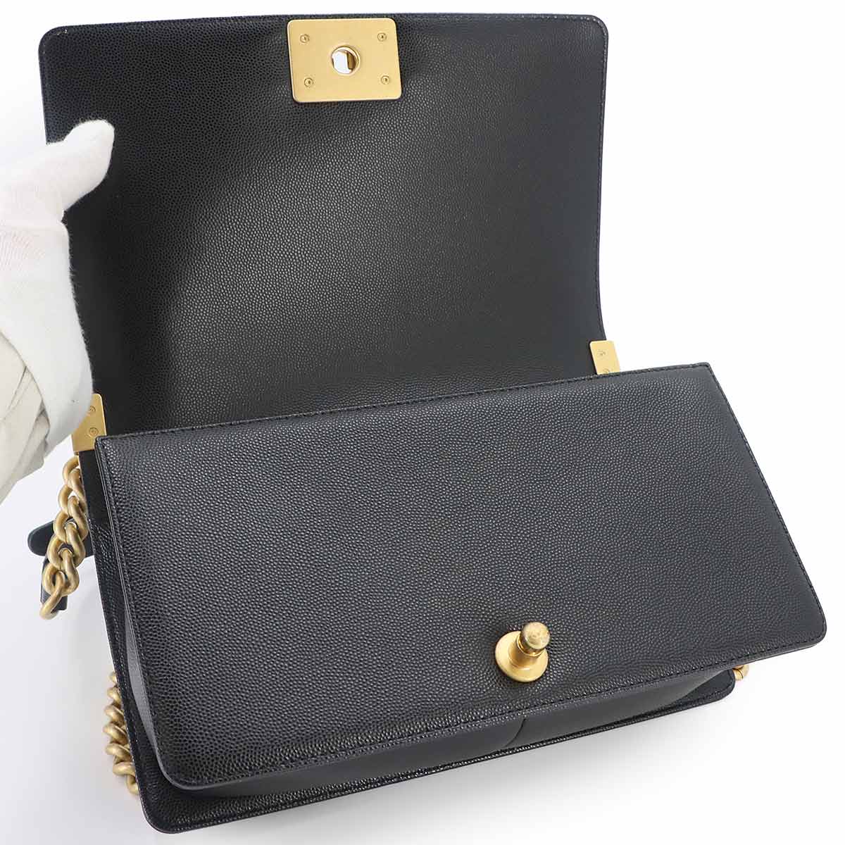 BOY CHANEL Chain Shoulder Bag Leather Black A67086 Purse