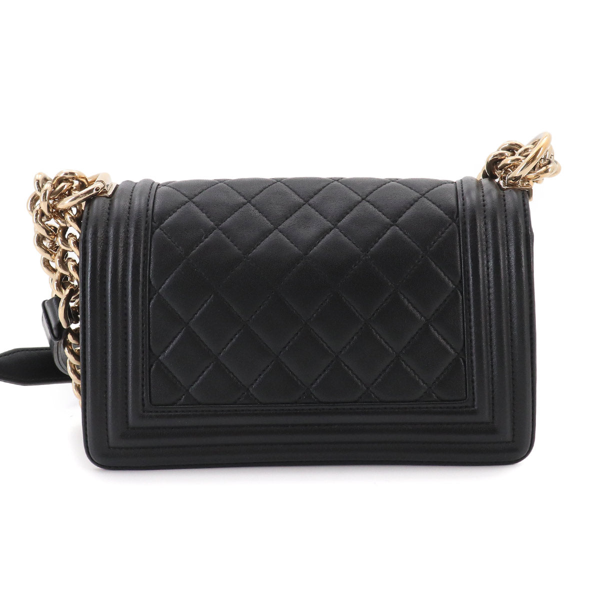 BOY CHANEL Small Chain Shoulder Bag Leather Black A67085