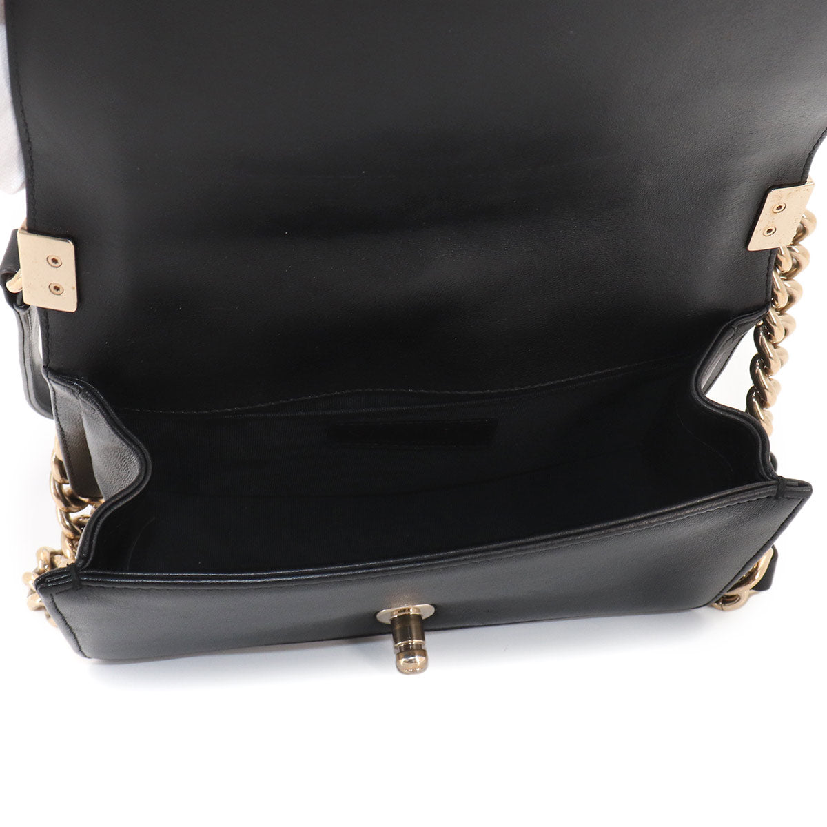 BOY CHANEL Small Chain Shoulder Bag Leather Black A67085