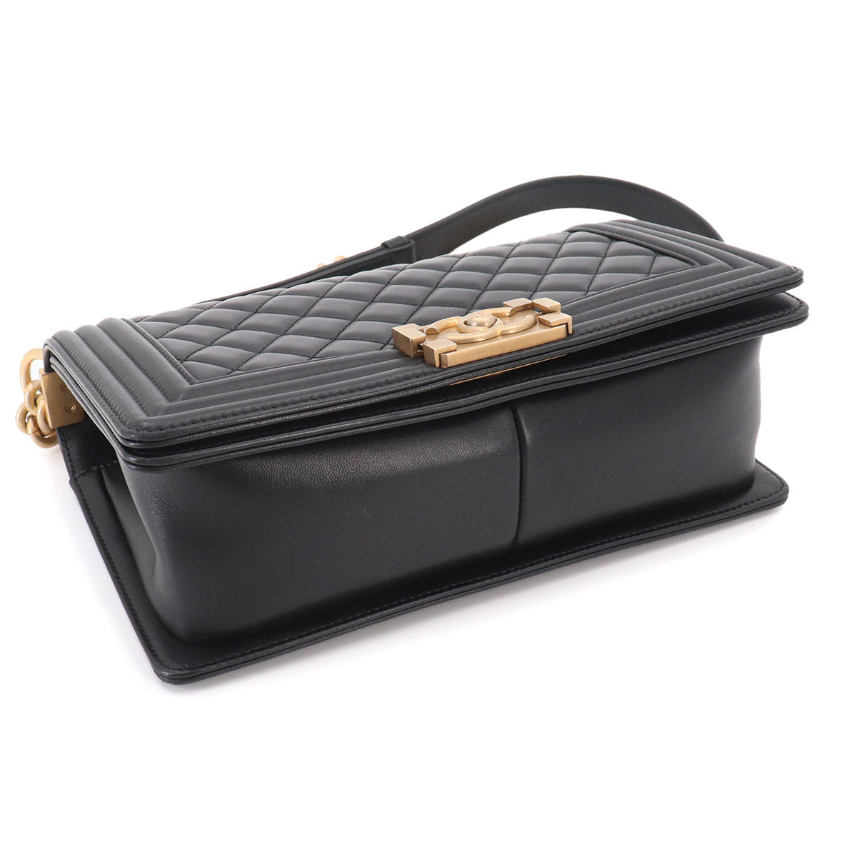 BOY CHANEL Chain Shoulder Bag Leather Black A67086 Purse