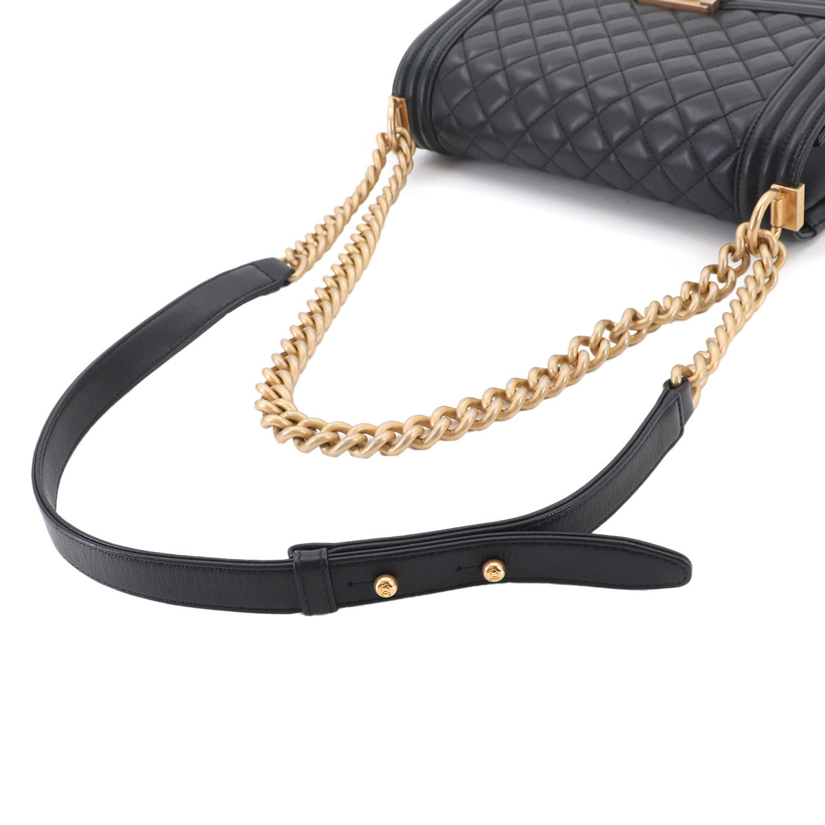 BOY CHANEL Chain Shoulder Bag Leather Black A67086 Purse