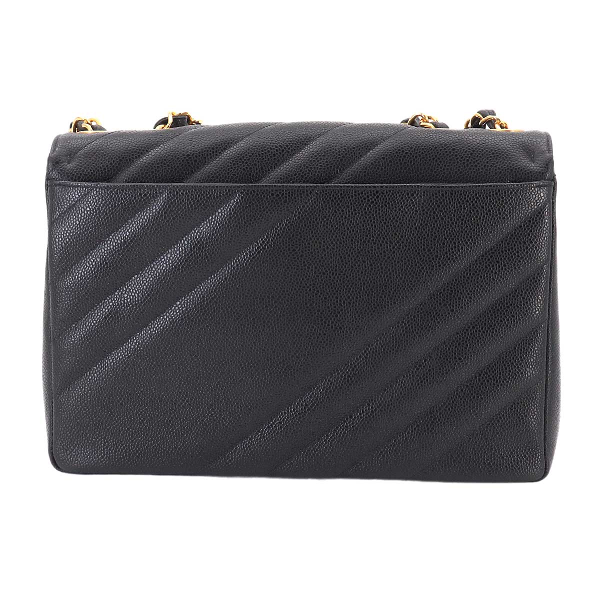 Chain Shoulder Bag Leather Black Purse Vintage CC