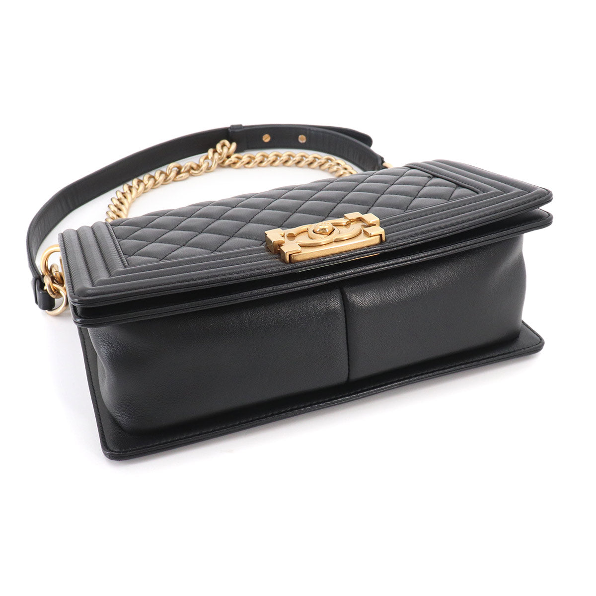BOY CHANEL Chain Shoulder Bag Leather Black A67086 Purse