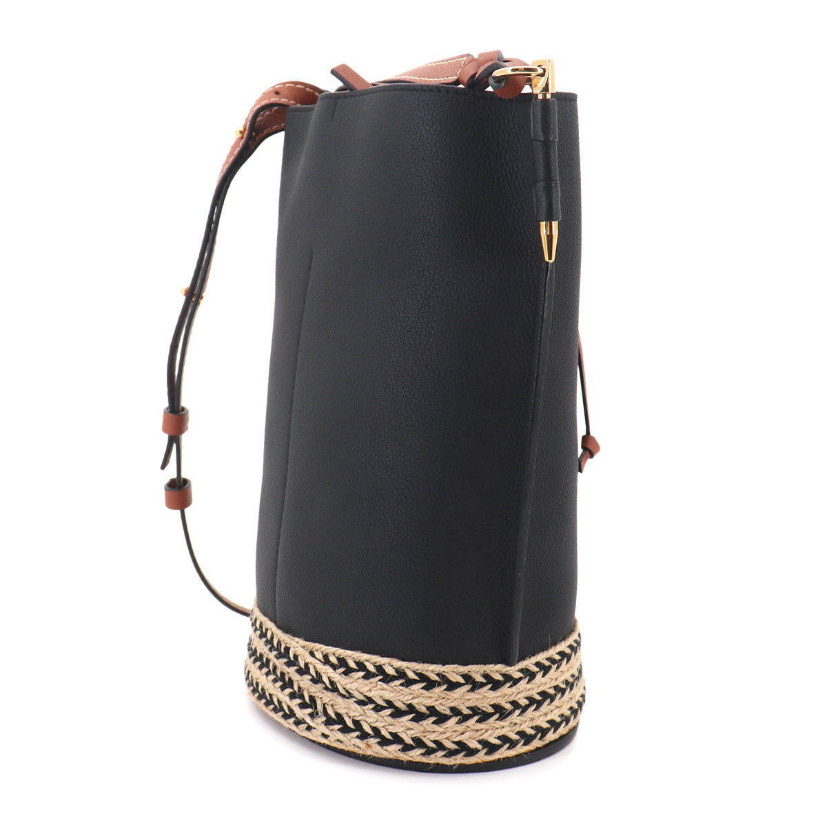 Gate Bucket Shoulder Bag Leather Black Brown Purse