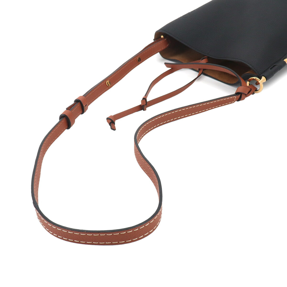Gate Bucket Shoulder Bag Leather Black Brown Purse