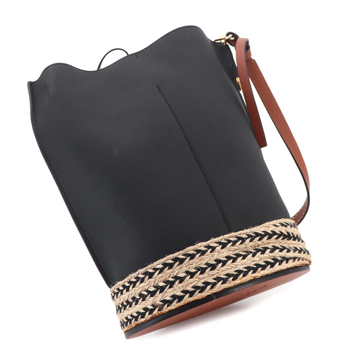 Gate Bucket Shoulder Bag Leather Black Brown Purse