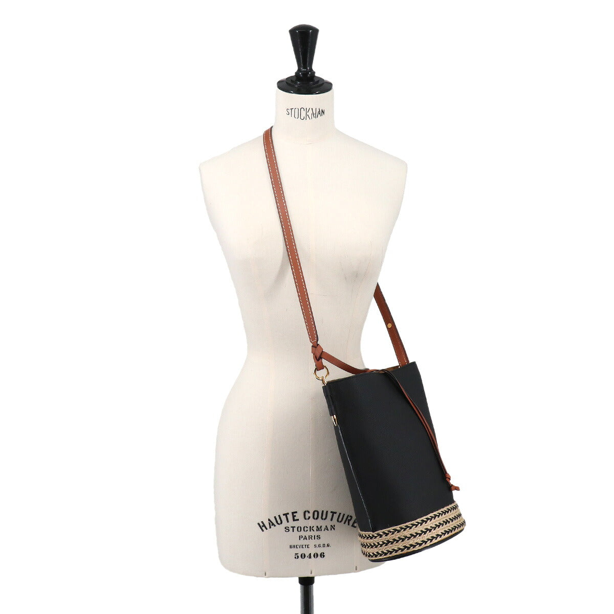 Gate Bucket Shoulder Bag Leather Black Brown Purse