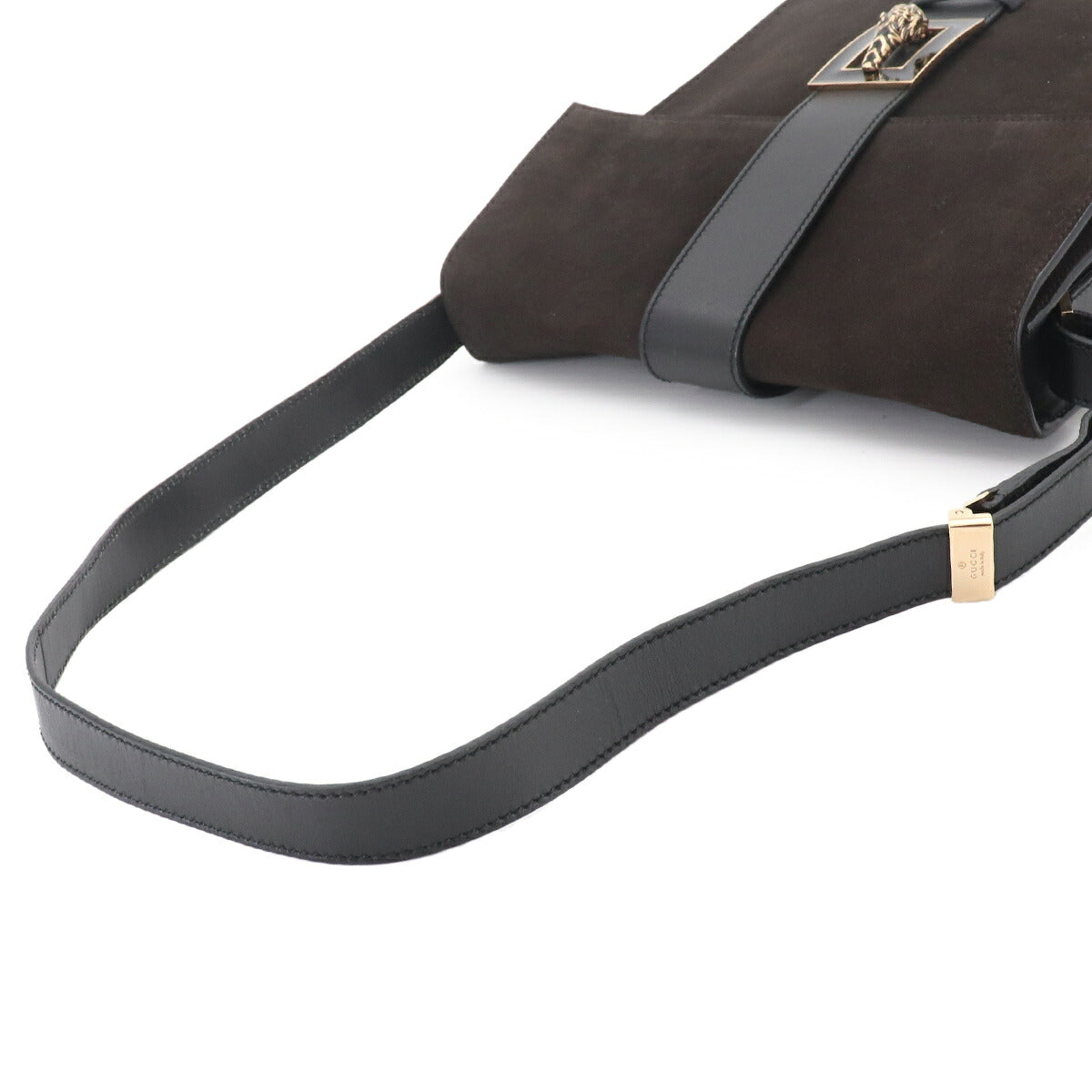 Shoulder Bag Suede Leather Black Brown 001-4079 Purse