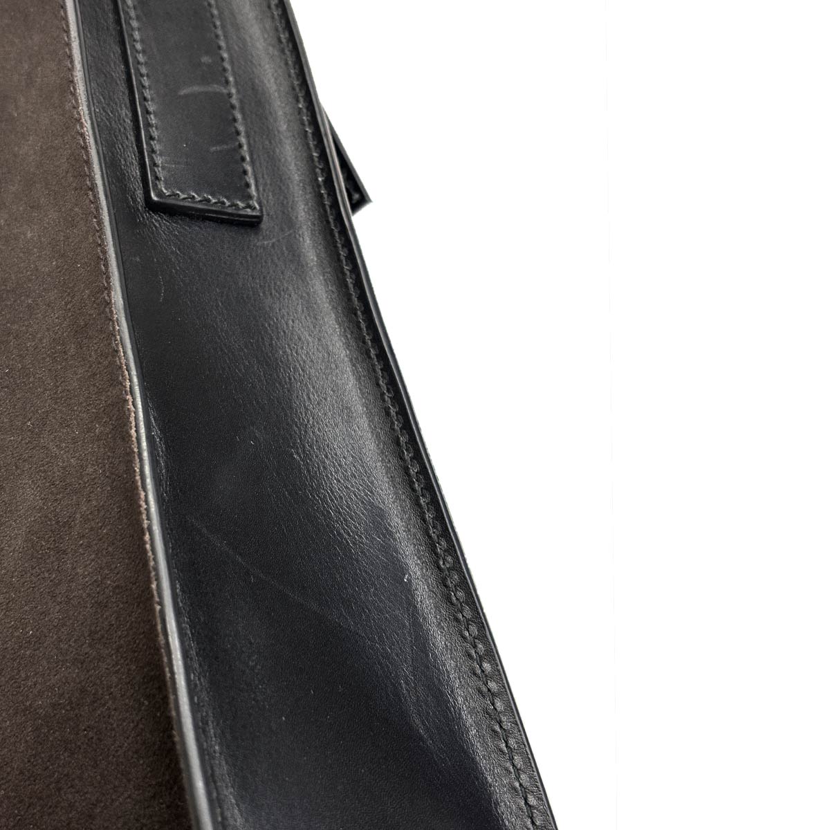 Shoulder Bag Suede Leather Black Brown 001-4079 Purse
