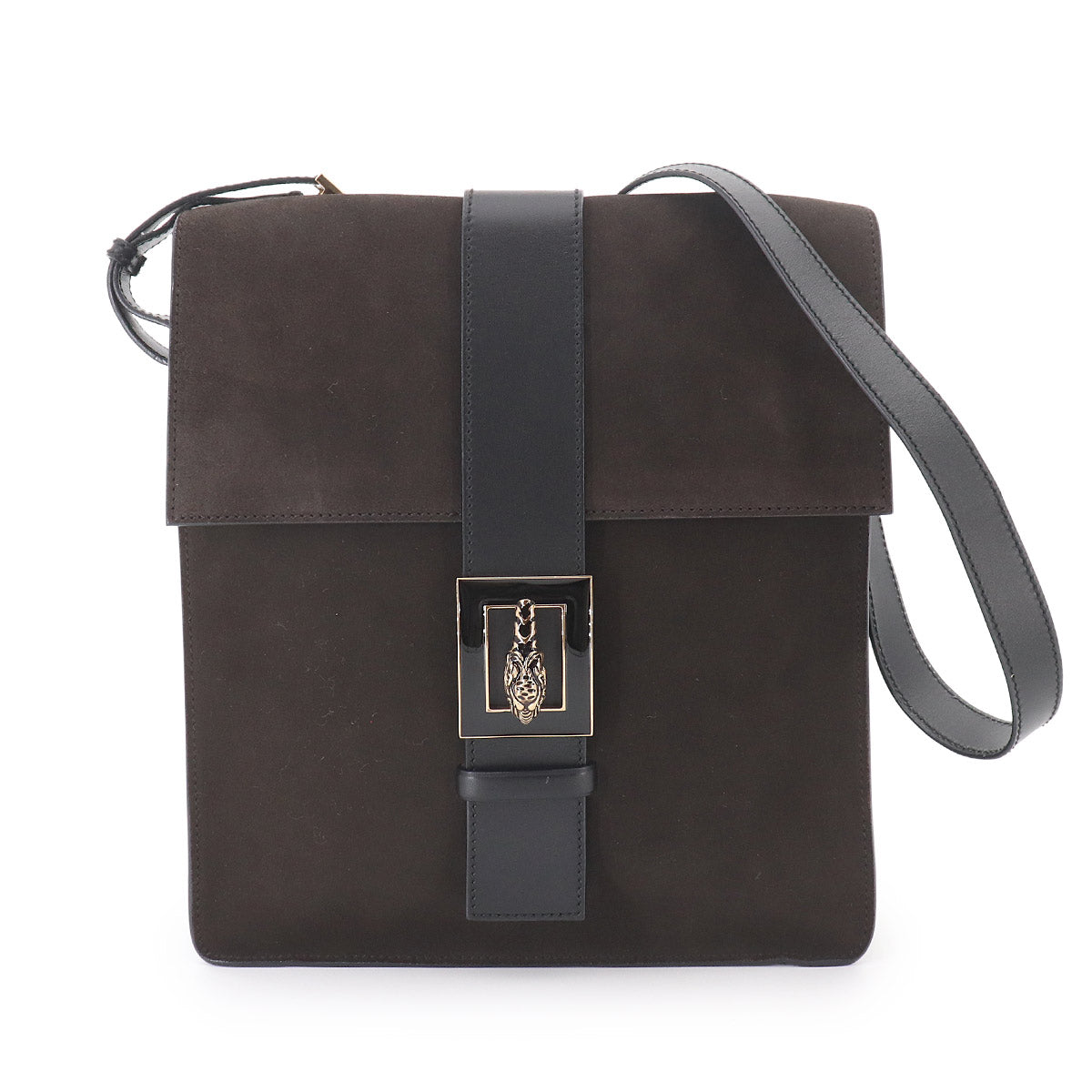 Shoulder Bag Suede Leather Black Brown 001-4079 Purse