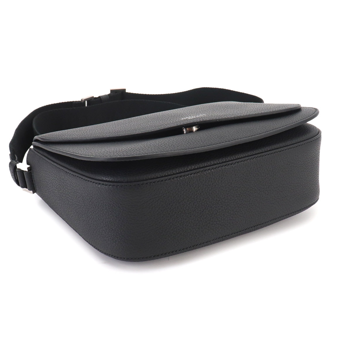 Messenger Shoulder Bag Leather Black Purse