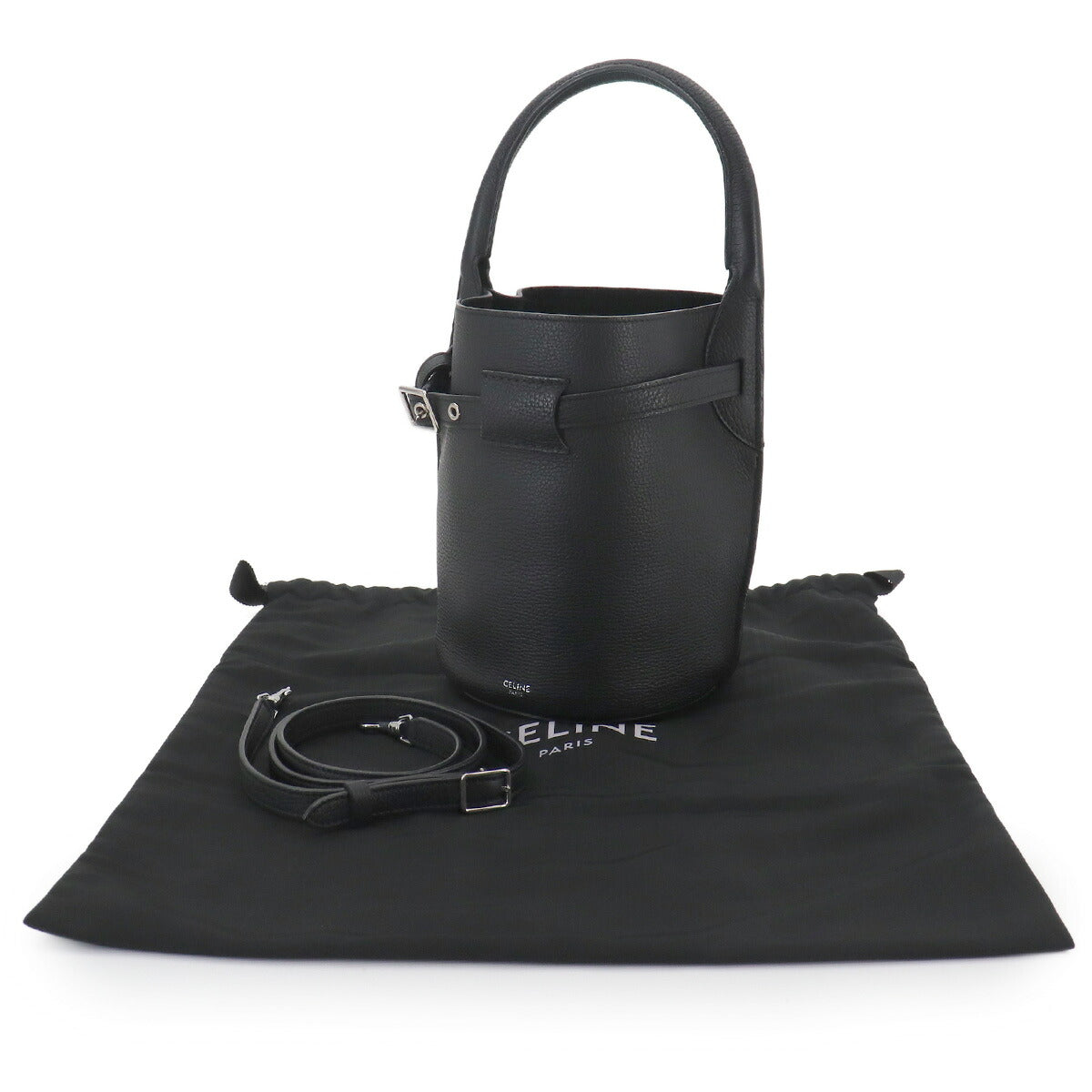 Big Bag Nano Bucket Hand Shoulder Bag Leather Black 187243