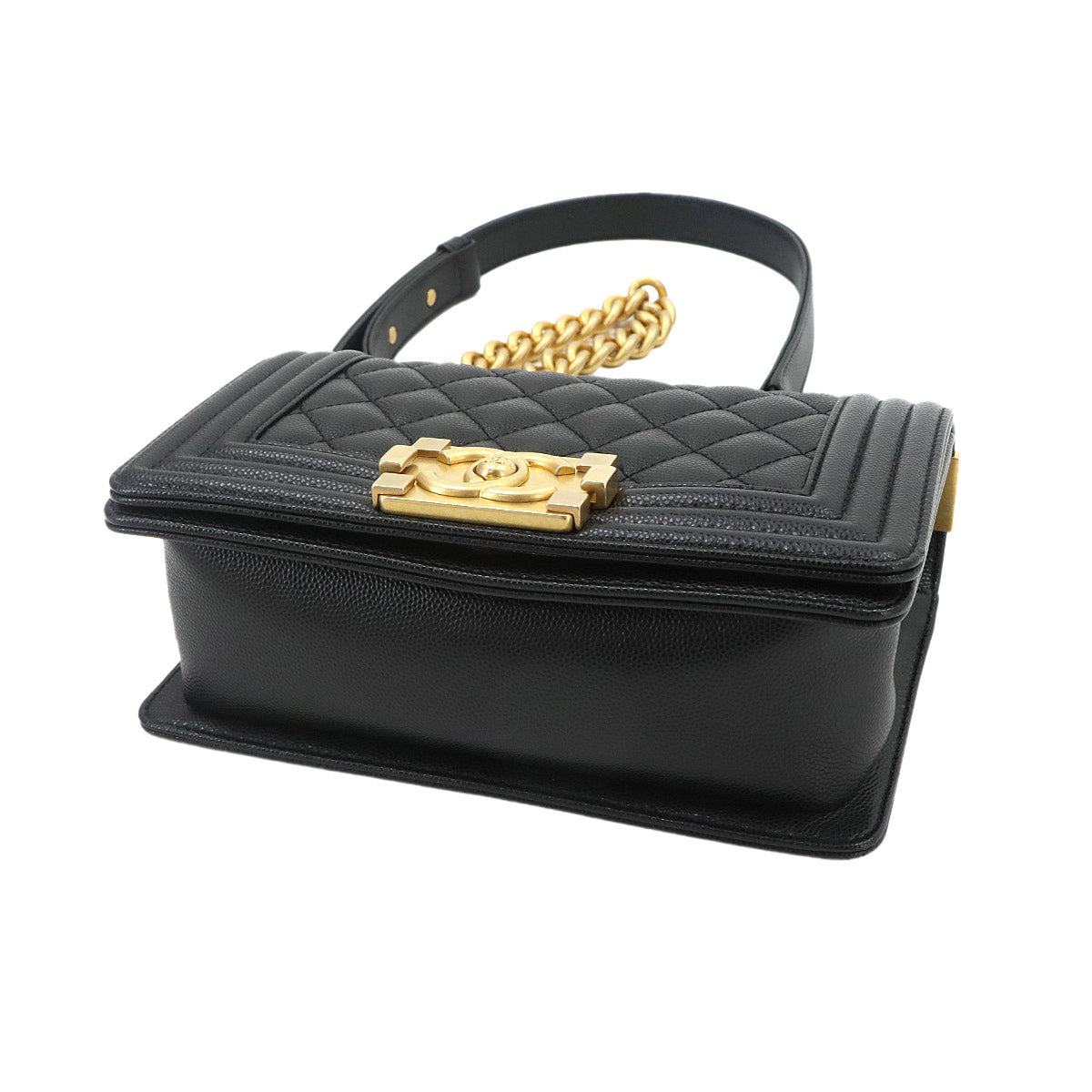 BOY CHANEL Small Chain Shoulder Bag Leather Black A67085