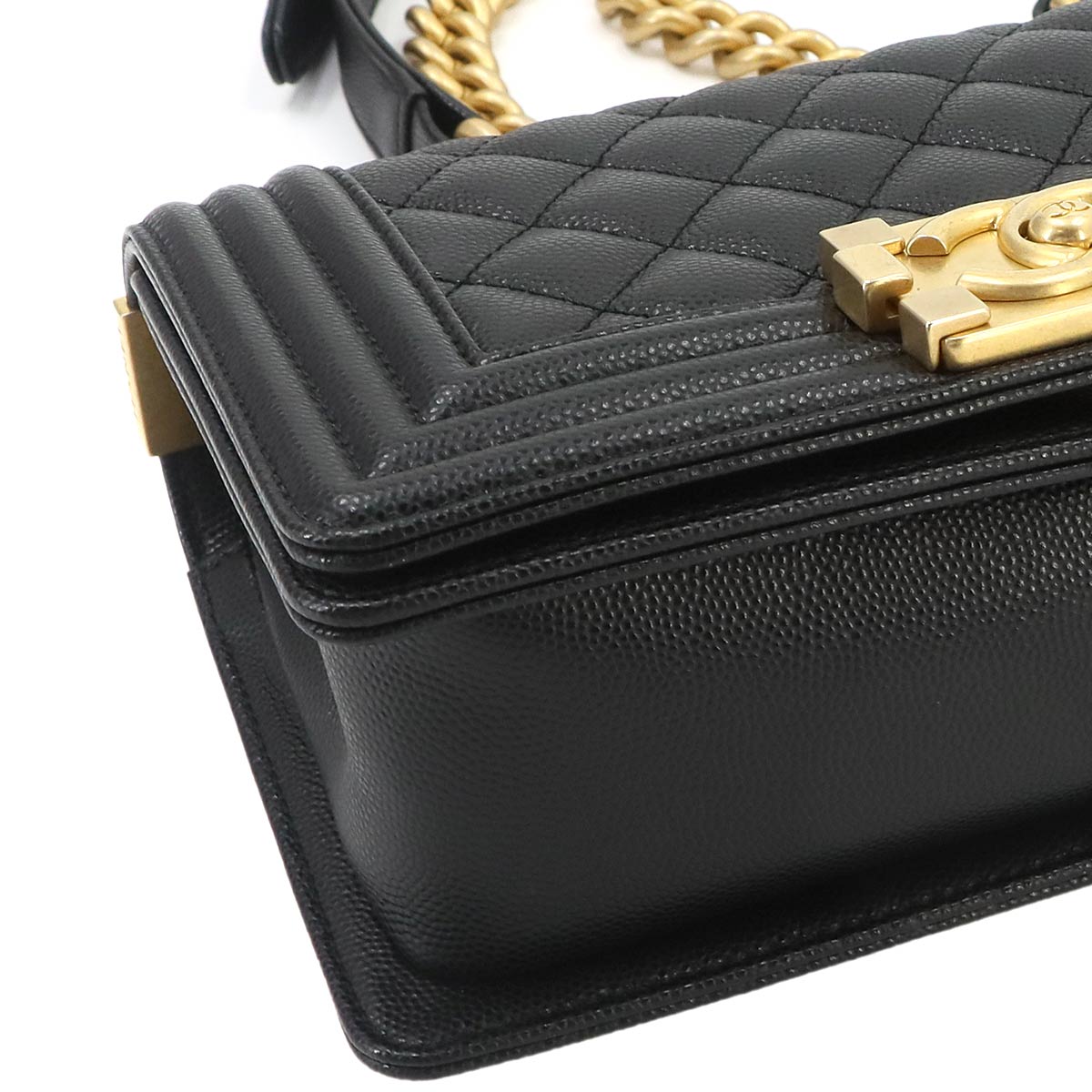 BOY CHANEL Small Chain Shoulder Bag Leather Black A67085