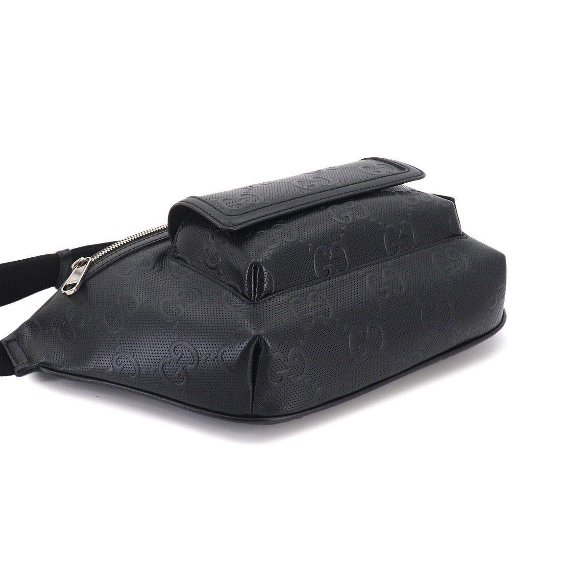 GG Embossed Belt Bag Crossbody Bag Leather Black 645093