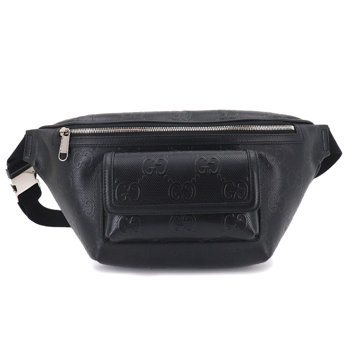 GG Embossed Belt Bag Crossbody Bag Leather Black 645093