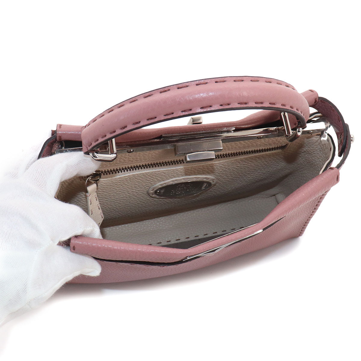 Selleria Peekaboo Regular 2way Hand Bag Leather Pink 8BN290