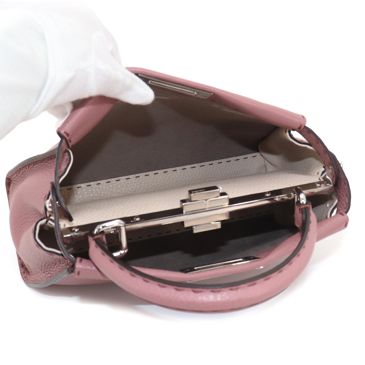 Selleria Peekaboo Regular 2way Hand Bag Leather Pink 8BN290
