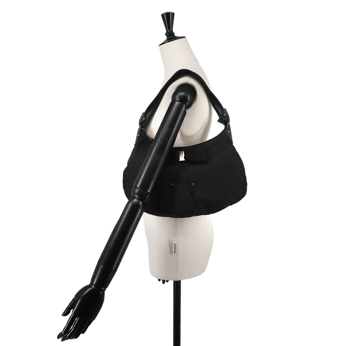 Vara rribbon One Shoulder Bag Nylon Leather Black