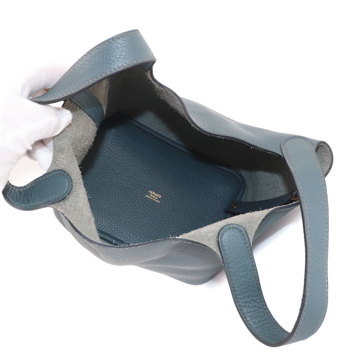 Picotin Lock PM Hand Bag Taurillon Clemence Blue orage