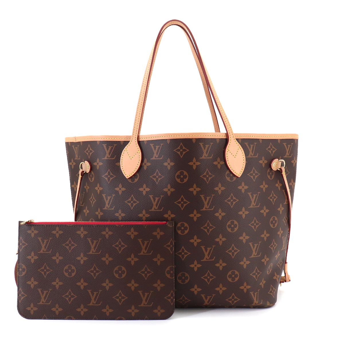 Monogram Neverfull MM Tote Bag Brown Cerise M46987