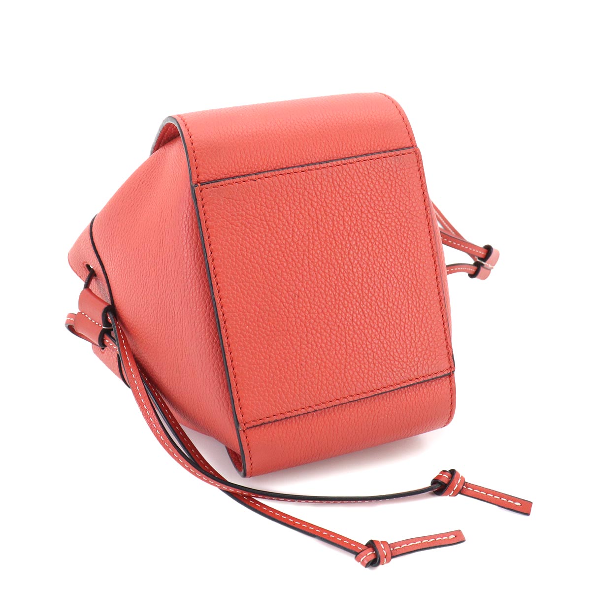 Hammock Drawstring Mini Hand Shoulder Bag Leather Red