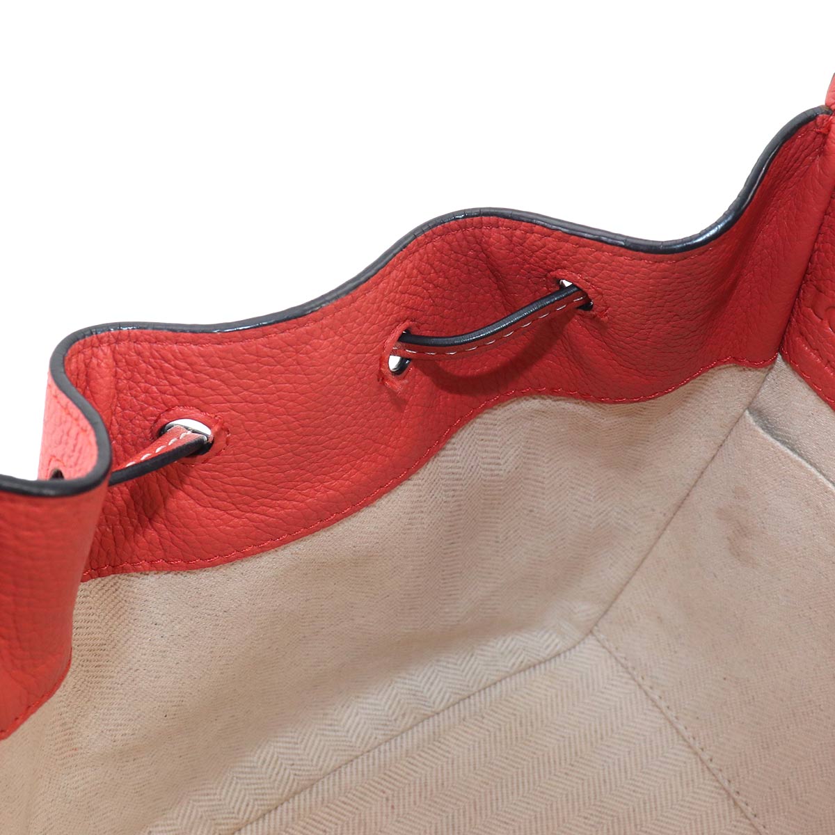 Hammock Drawstring Mini Hand Shoulder Bag Leather Red