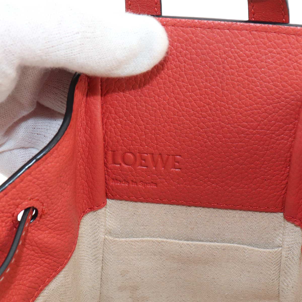 Hammock Drawstring Mini Hand Shoulder Bag Leather Red