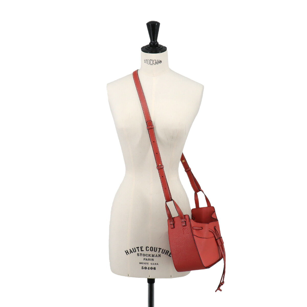 Hammock Drawstring Mini Hand Shoulder Bag Leather Red