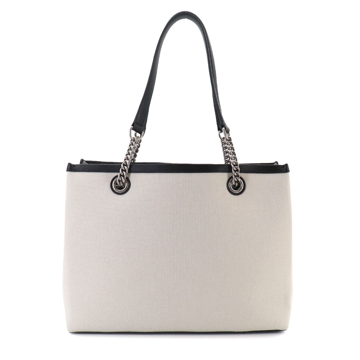 Duty Free Tote Bag Canvas Leather White Black 759973