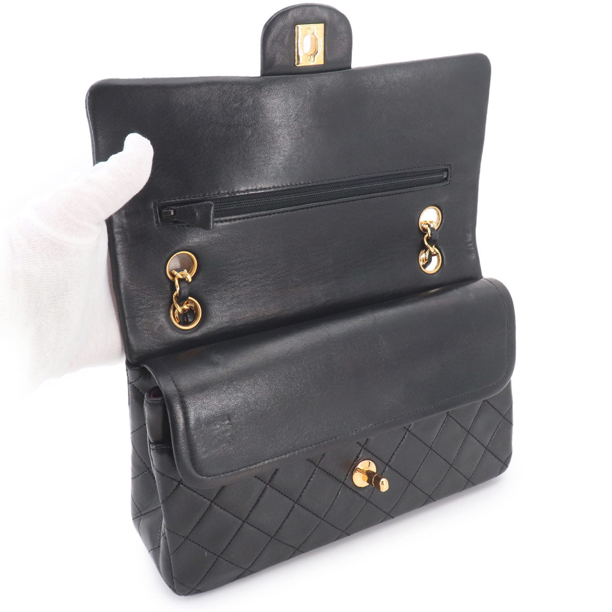 Matelasse 25 Chain Shoulder Bag Leather Black A01112 Vintage