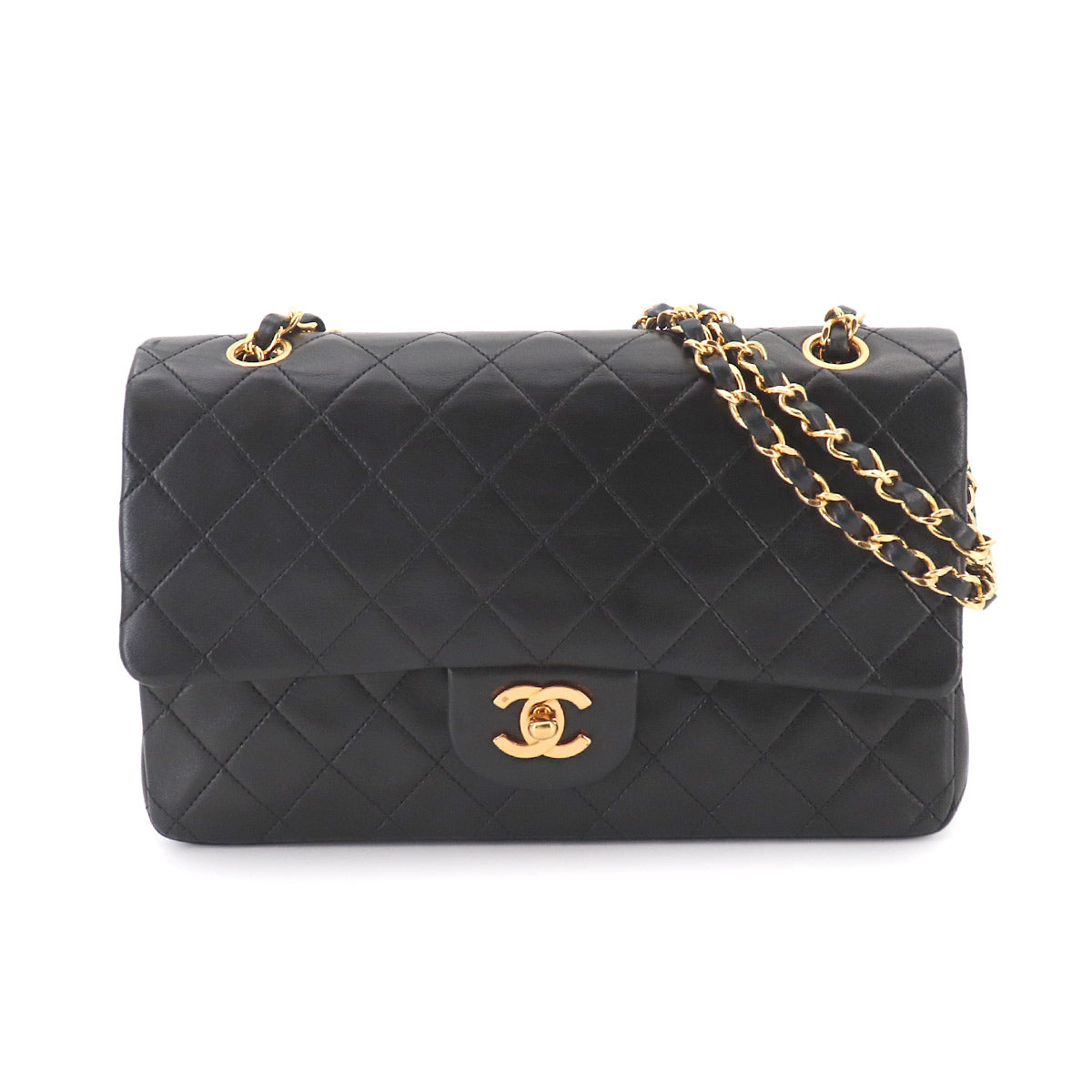 Matelasse 25 Chain Shoulder Bag Leather Black A01112 Vintage