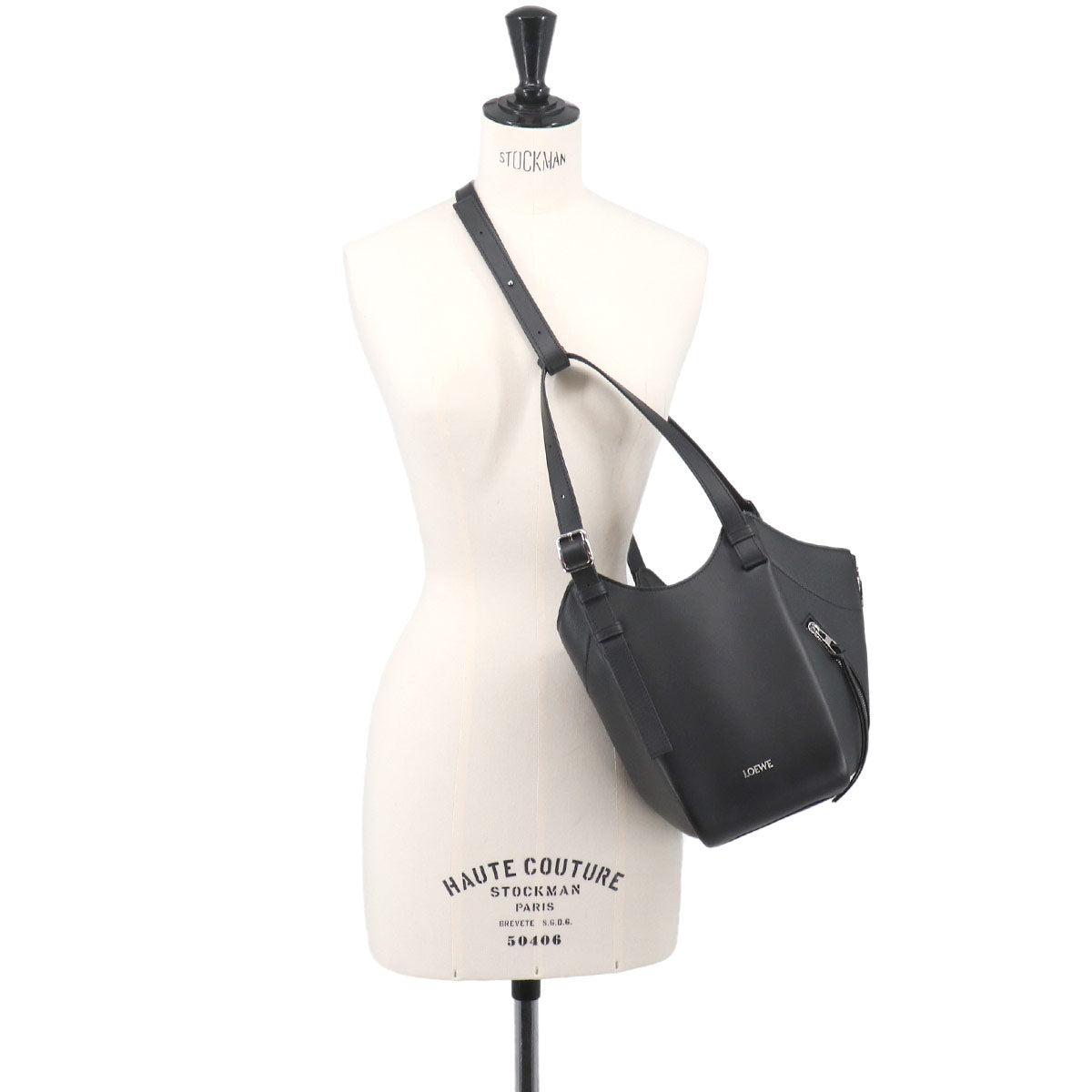 Hammock Flip Hand Shoulder Bag Leather Black A538HHBX07