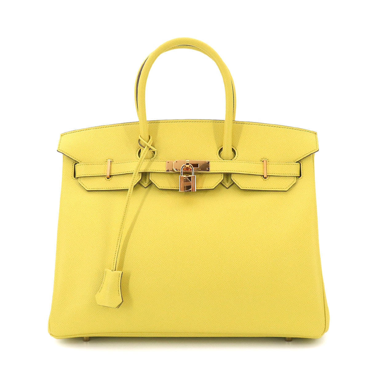 Birkin 35 Veau Epsom Lime Hand Bag Yellow Purse