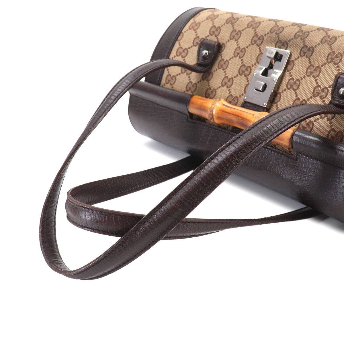 Bamboo Hand Bag GG Canvas Leather Brown Beige 11713 Purse